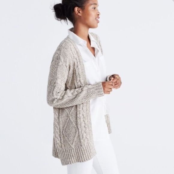 Madewell Sweaters - MADEWELL oatmeal cable knit cardigan sweater